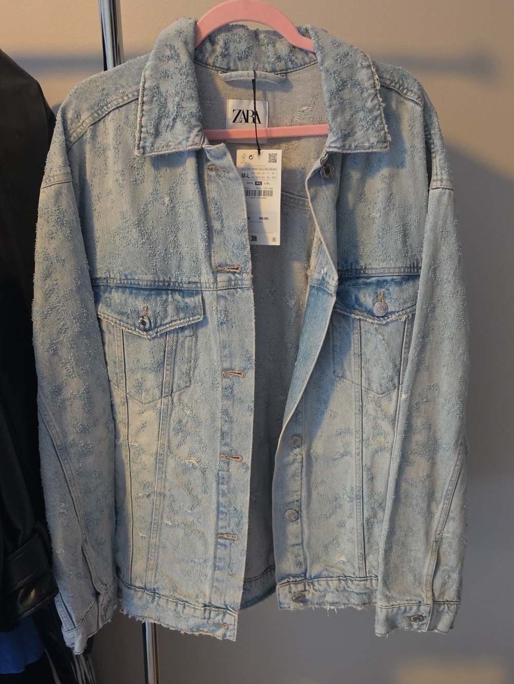 Zara Light Wash Distressed Denim Jacket